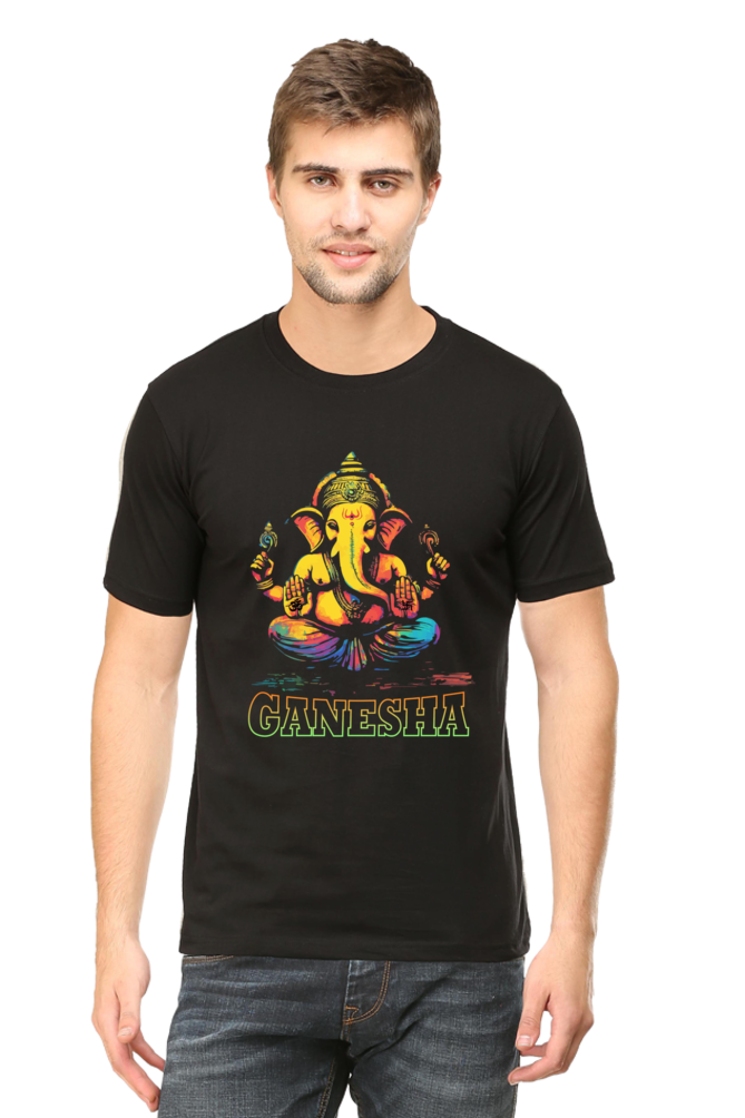 Jai Ganesha Power Round Neck Half Sleeve Classic T-Shirts for Men Vastrdhamm