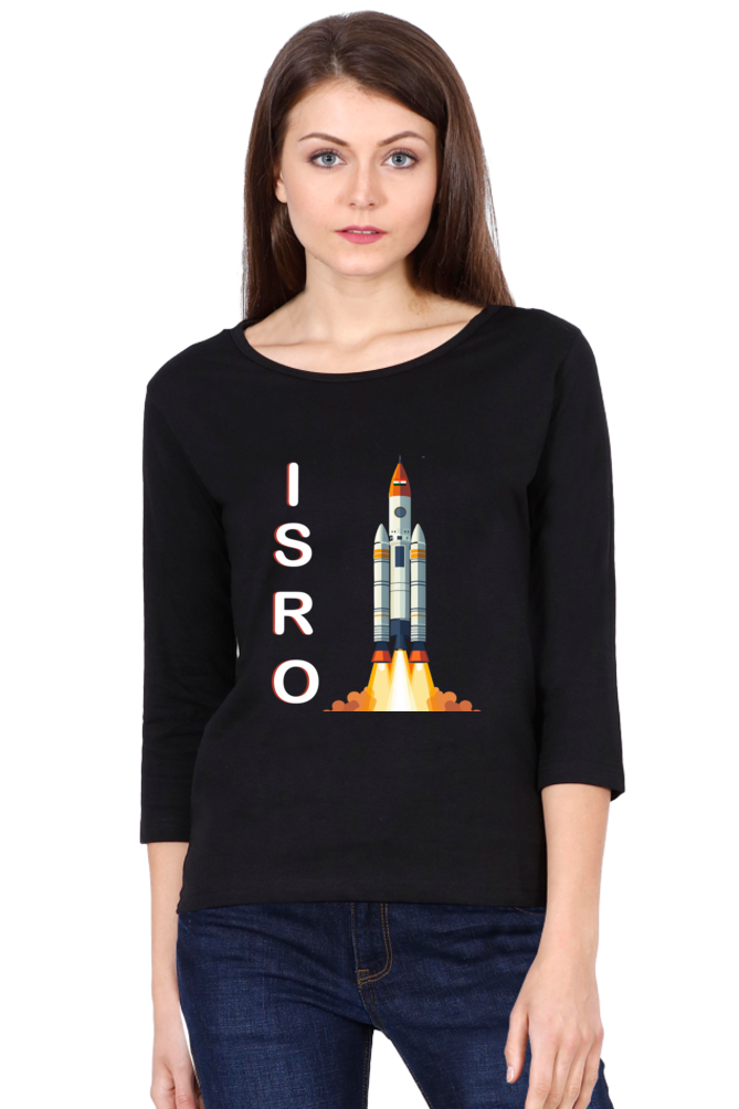 ISRO Space Explorer Round Neck Full Sleeve T-Shirts for Women Vastrdhamm