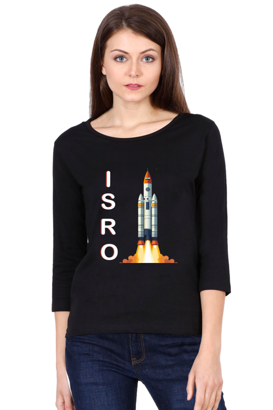 ISRO Space Explorer Round Neck Full Sleeve T-Shirts for Women Vastrdhamm