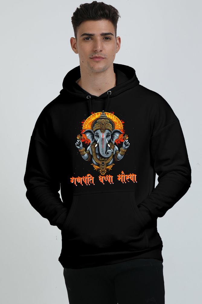 Jai Ganesha Blessings Oversized Hooded Sweatshirt T-Shirts for Men Vastrdhamm