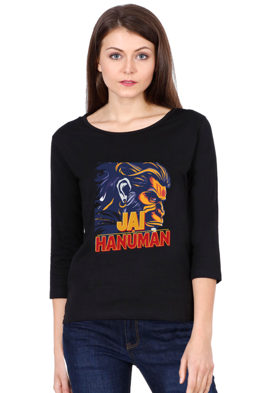 Hanuman Heroic StrengthRound Neck Full Sleeve T-Shirts for Women Vastrdhamm