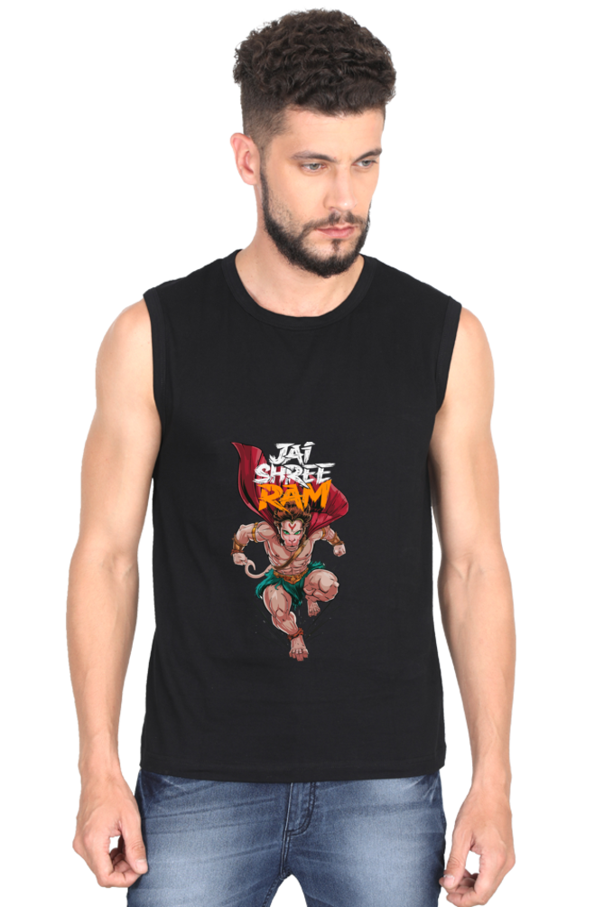 Hanuman Immortal Strength Round Neck Sleeveless T-Shirts for Men Vastrdhamm