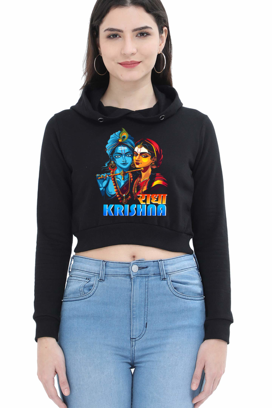 Shree Krishan Divine Love Crop Hoodies for Women Vastrdhamm