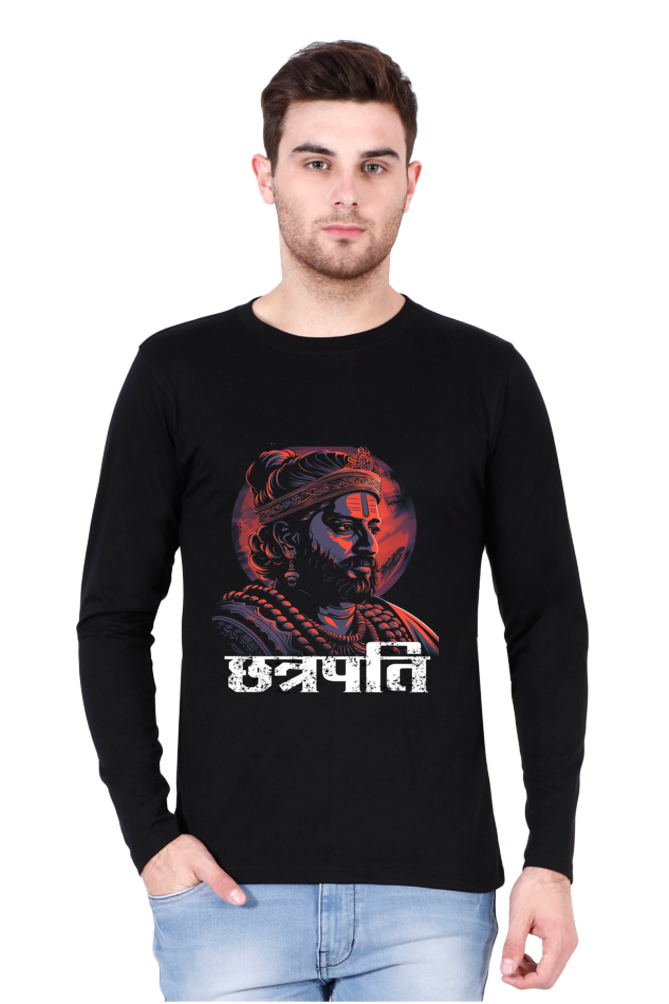 Shivaji Maharaj Protector Round Neck Full Sleeve T-Shirts for Men Vastrdhamm