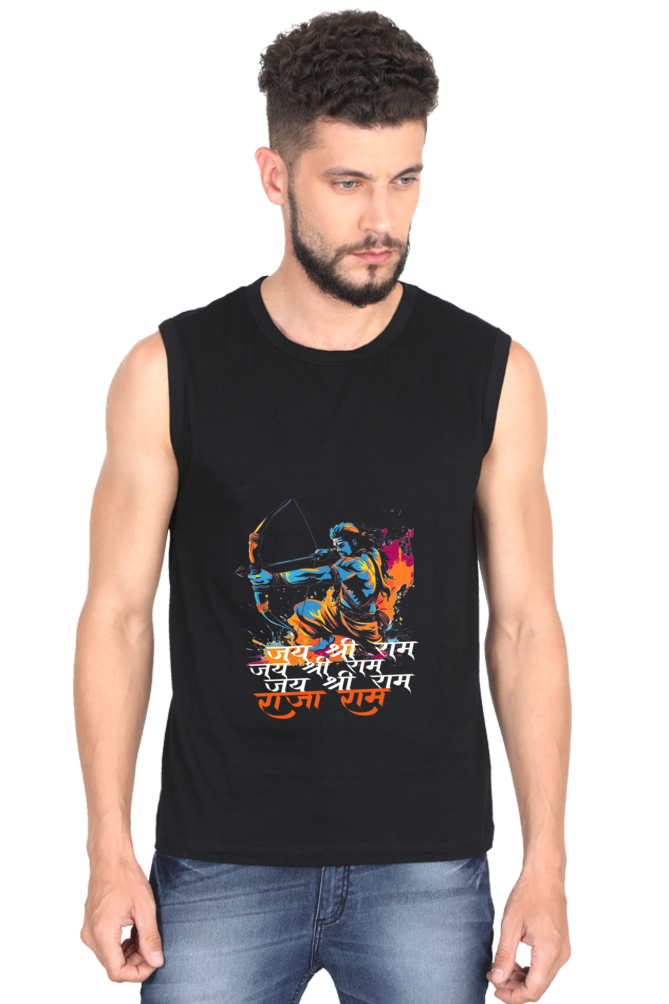 Ram Ji Sita Ram Round Neck Sleeveless T-Shirts  for Men Vastrdhamm