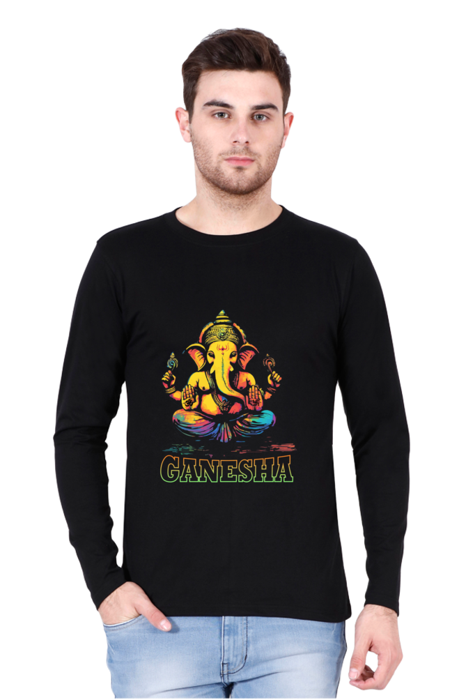 Jai Ganesha Power Round Neck Full Sleeve T-Shirts for Men Vastrdhamm