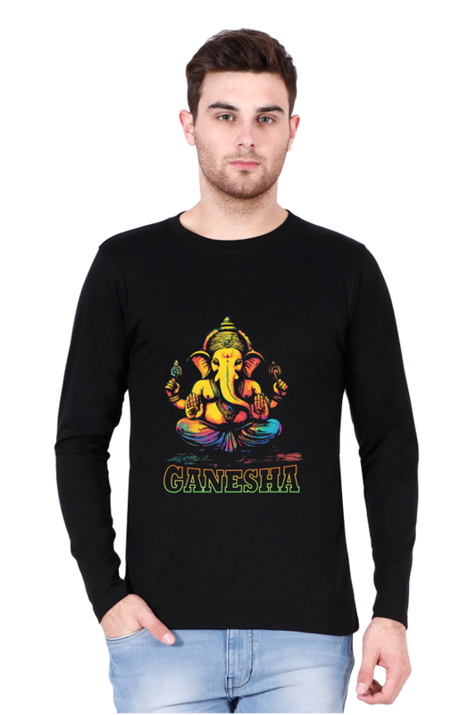 Jai Ganesha Power Round Neck Full Sleeve T-Shirts for Men Vastrdhamm