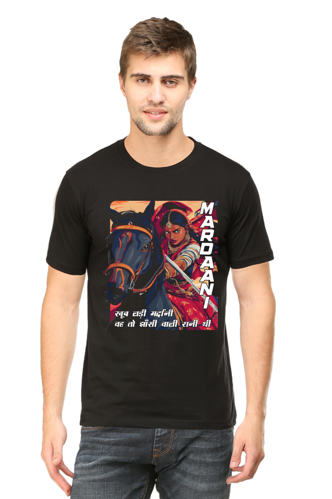 Lakshmi Bai Courage Unleashed Round Neck Half Sleeve Classic T-Shirts for Men Vastrdhamm