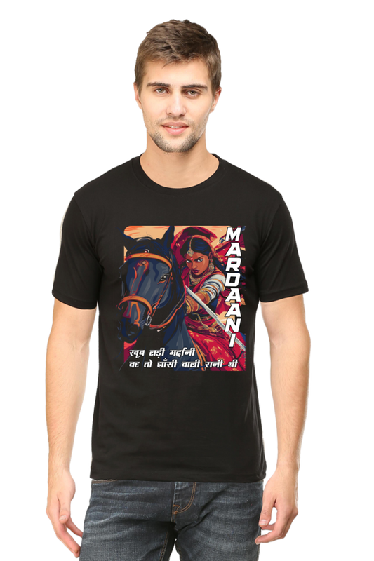 Lakshmi Bai Courage Unleashed Round Neck Half Sleeve Classic T-Shirts for Men Vastrdhamm