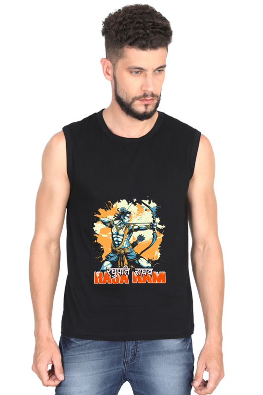 Ram Ji Warrior Spirit Round Neck Sleeveless T-Shirts  for Men Vastrdhamm