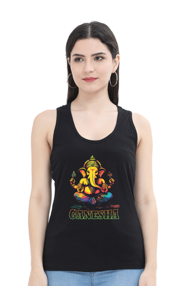 Ganesha DevotionTank Top T-Shirts for Women Vastrdhamm