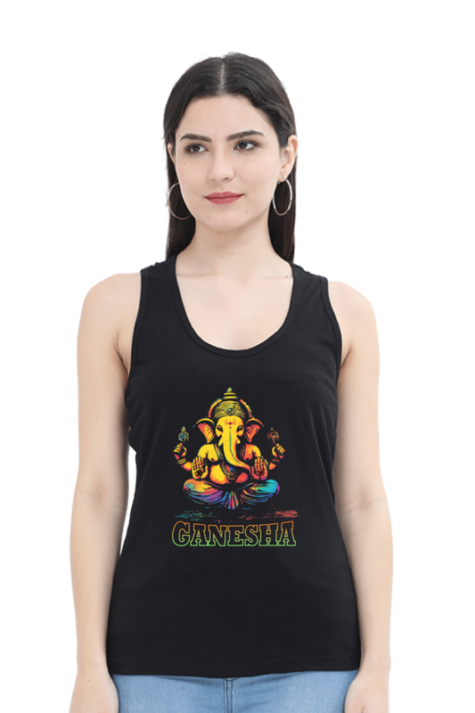 Ganesha DevotionTank Top T-Shirts for Women Vastrdhamm