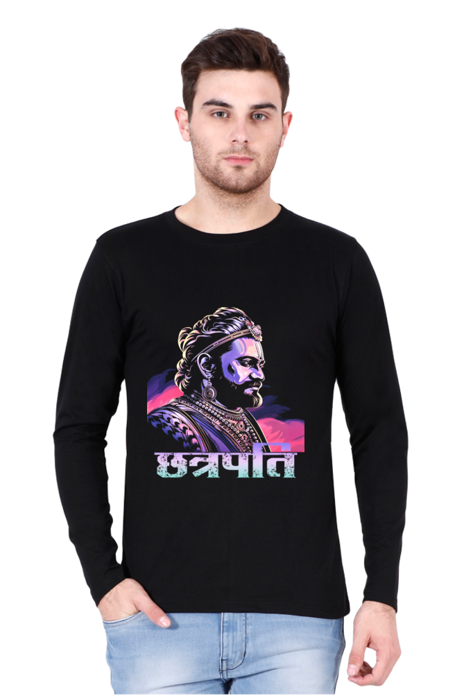 Shivaji Maharaj Courage Round Neck Full Sleeve T-Shirts for Men Vastrdhamm