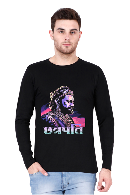 Shivaji Maharaj Courage Round Neck Full Sleeve T-Shirts for Men Vastrdhamm