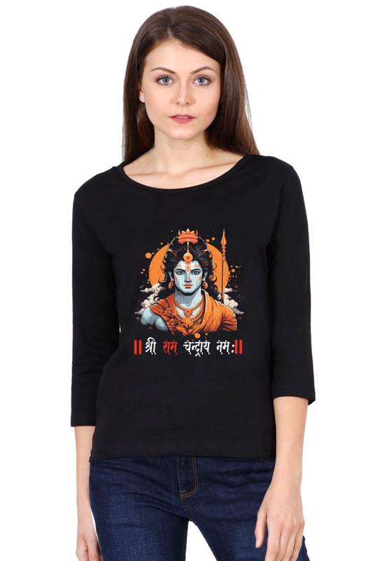 Ram Ji Divine Warrior Round Neck Full Sleeve T-Shirts for Women Vastrdhamm