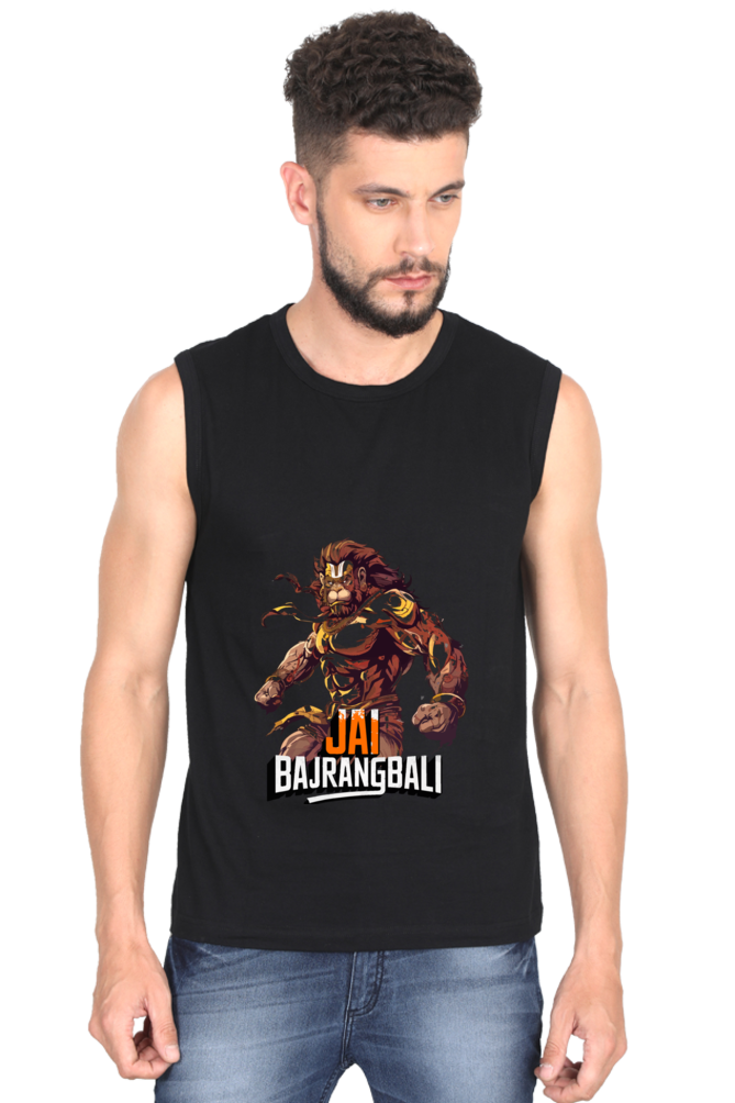 Hanuman Strong Round Neck Sleeveless T-Shirts for Men Vastrdhamm