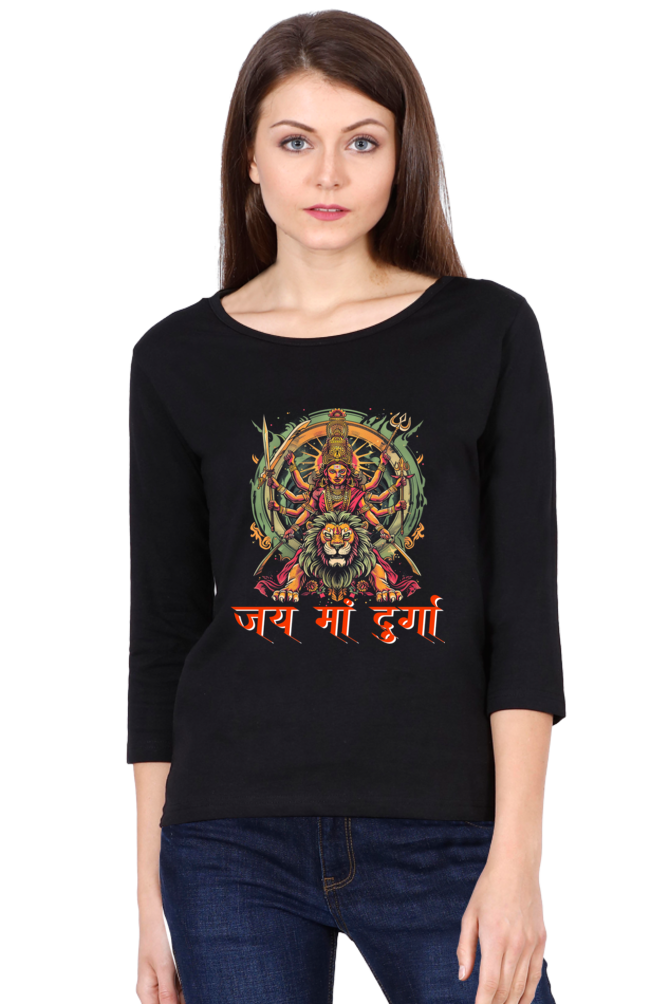 Maa Durga VictoryRound Neck Full Sleeve T-Shirts for Women Vastrdhamm