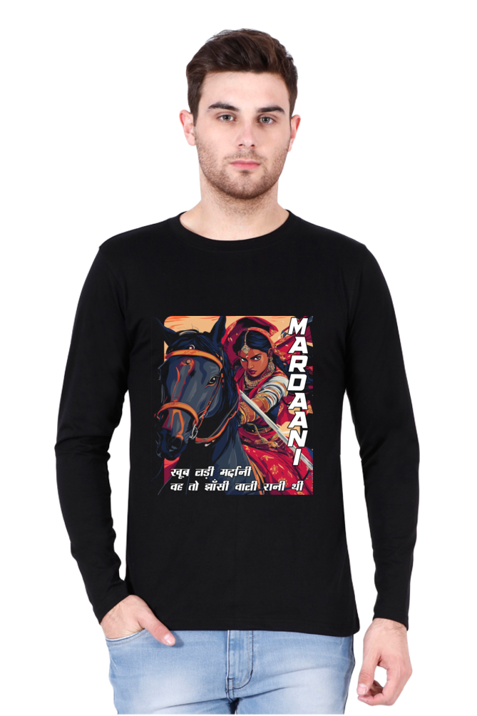 Lakshmi Bai Fierce Defender Round Neck Full Sleeve T-Shirts for Men Vastrdhamm