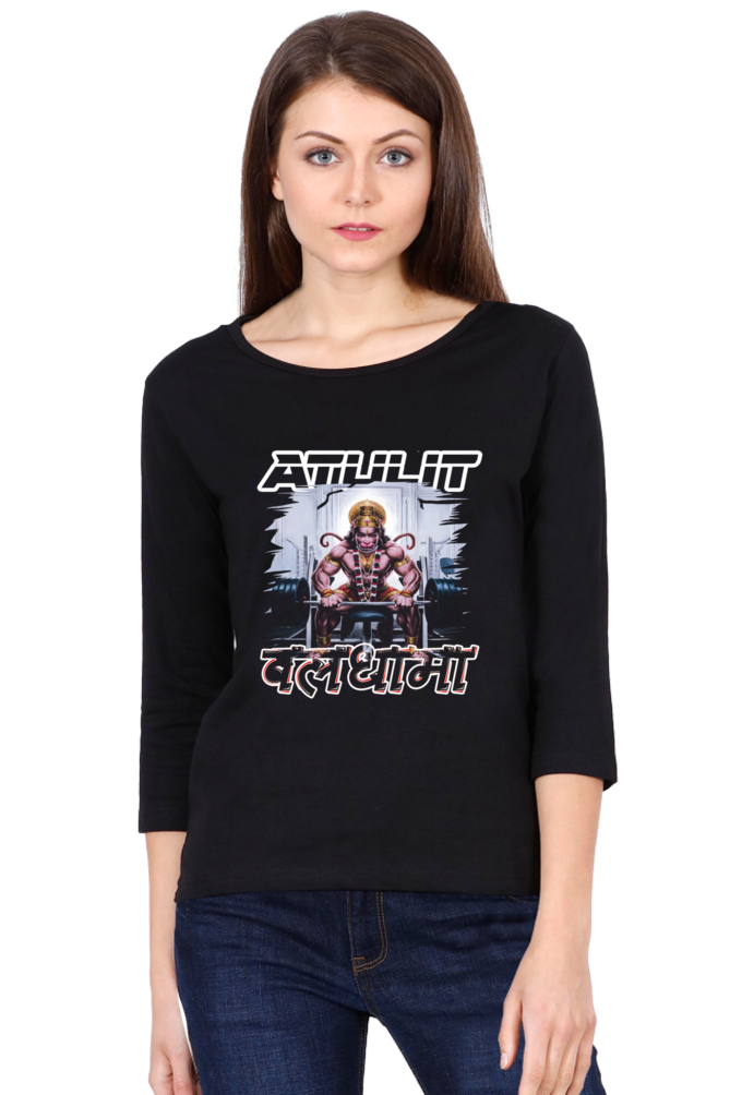 Hanuman ValorRound Neck Full Sleeve T-Shirts for Women Vastrdhamm