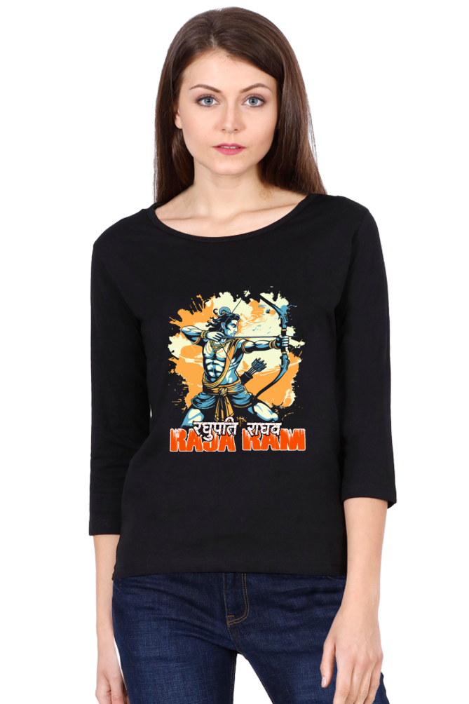 Ram Ji Warrior Spirit Round Neck Full Sleeve T-Shirts for Women Vastrdhamm