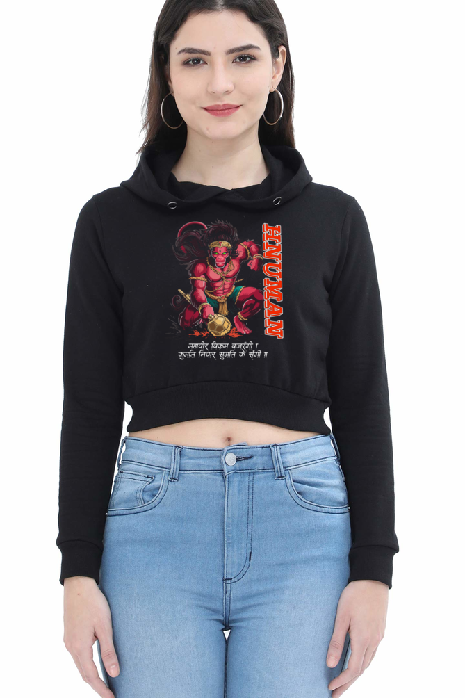 Hanuman Super StrengthCrop Hoodies for Women Vastrdhamm