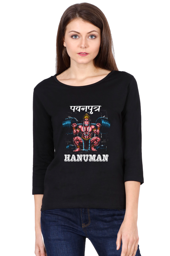 Hanuman StrengthRound Neck Full Sleeve T-Shirts for Women Vastrdhamm