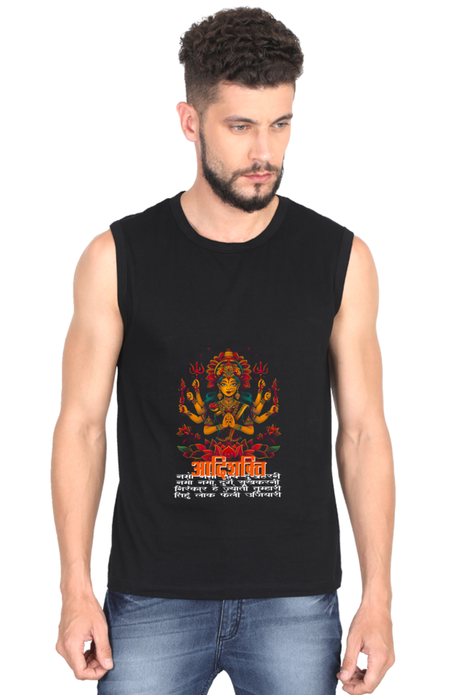 Maa Durga Power Round Neck Sleeveless T-Shirts for Men Vastrdhamm