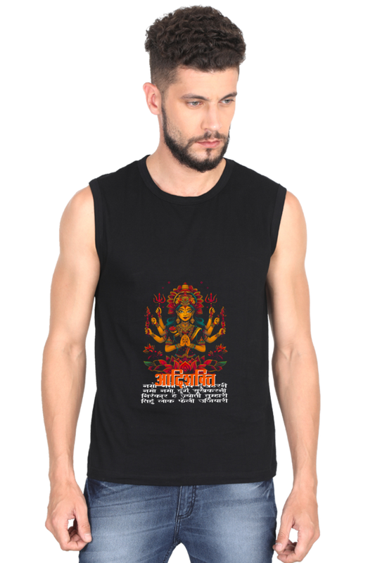 Maa Durga Power Round Neck Sleeveless T-Shirts for Men Vastrdhamm