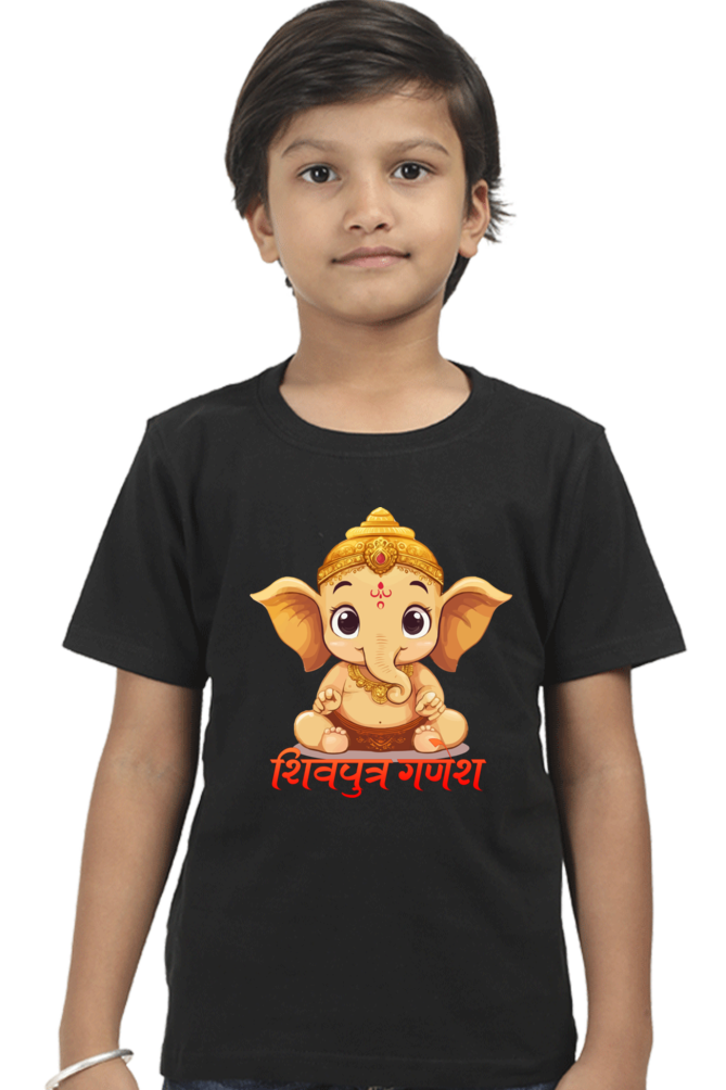 Jai Ganesha Glory Round Neck Half Sleeve Classic T-Shirts for Boy Vastrdhamm