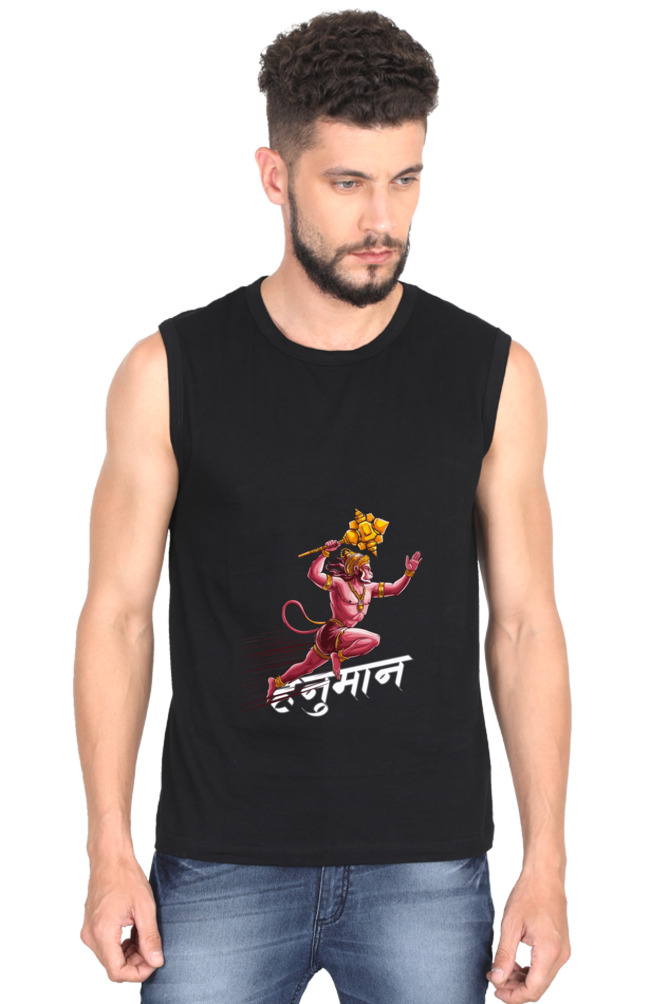 Hanuman Devotional Champion Round Neck Sleeveless T-Shirts for Men Vastrdhamm