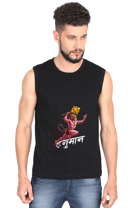 Hanuman Devotional Champion Round Neck Sleeveless T-Shirts for Men Vastrdhamm