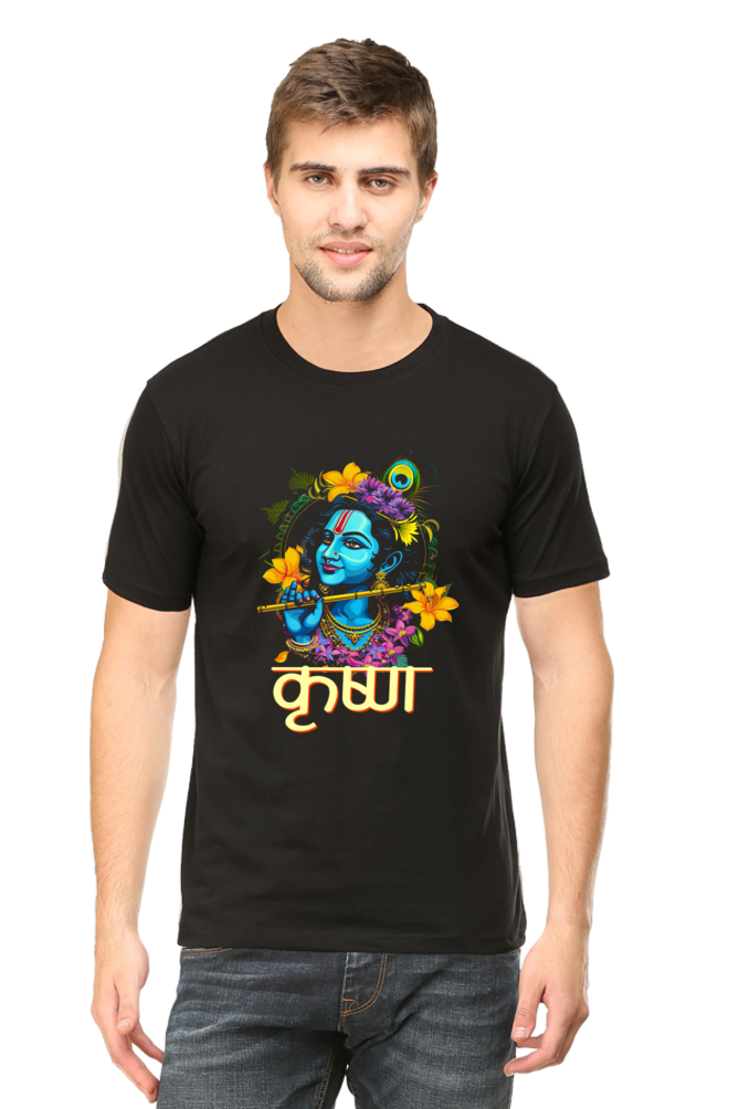 Shree Krishan Govardhan Protector Round Neck Half Sleeve Classic T-Shirts for Men Vastrdhamm