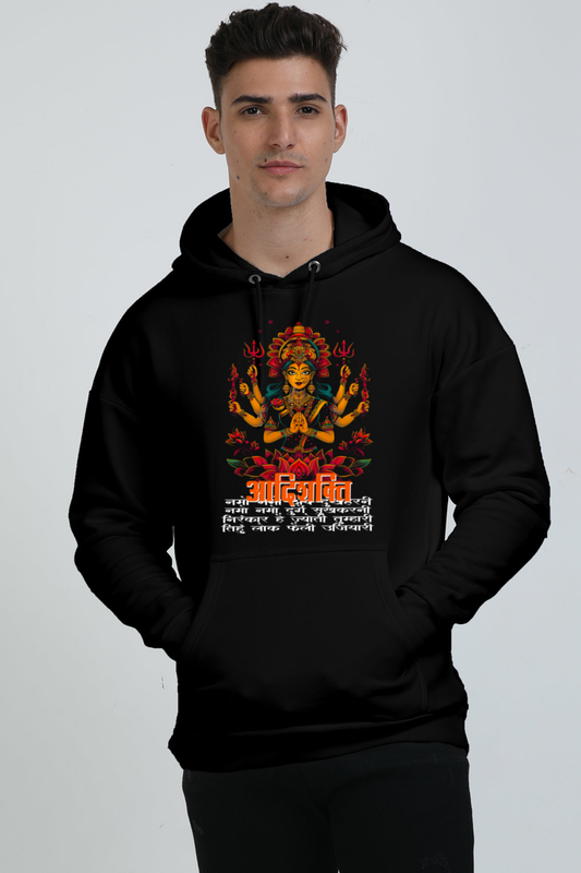 Maa Durga Power Oversized Hooded Sweatshirt T-Shirts for Men Vastrdhamm