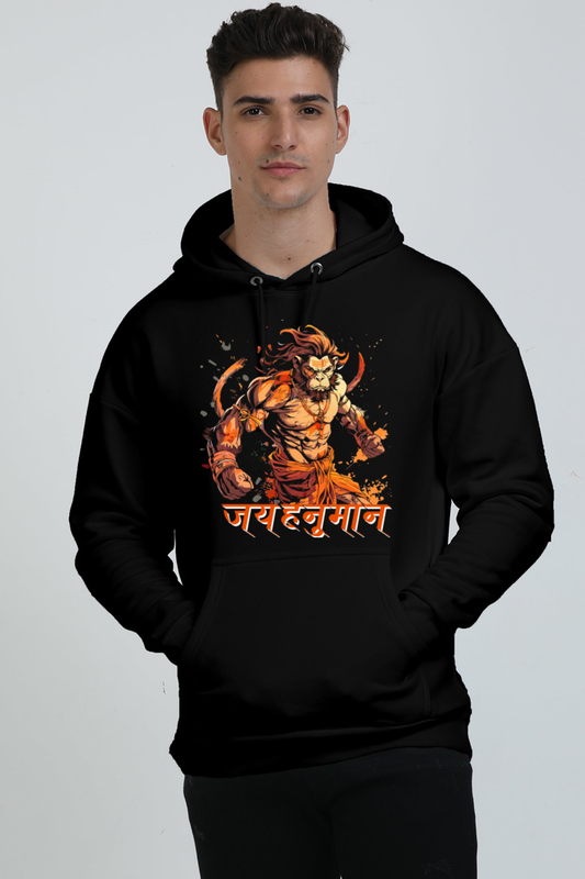 Hanuman Heroic Strength Oversized Hooded Sweatshirt T-Shirts for Men Vastrdhamm