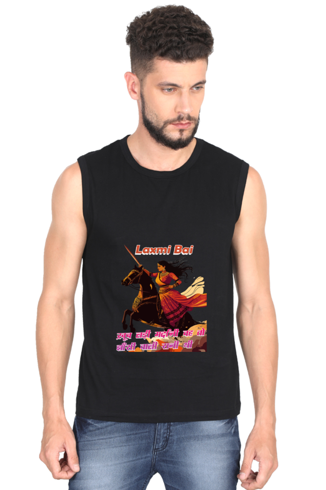 Lakshmi Bai Fierce Defender Round Neck Sleeveless T-Shirts for Men Vastrdhamm