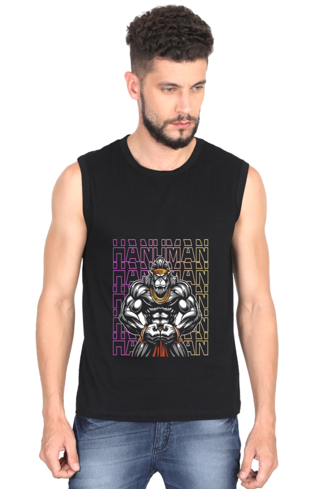 Hanuman Cosmic Power Round Neck Sleeveless T-Shirts for Men Vastrdhamm