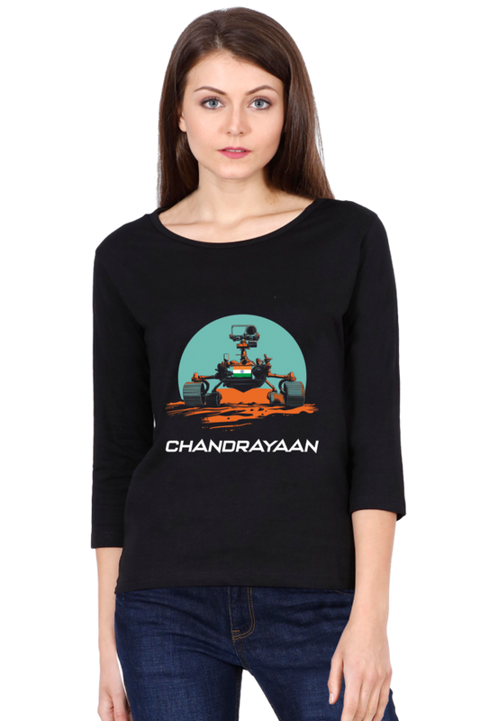 Chandrayaan Mission Explorer Round Neck Full Sleeve T-Shirts for Women Vastrdhamm