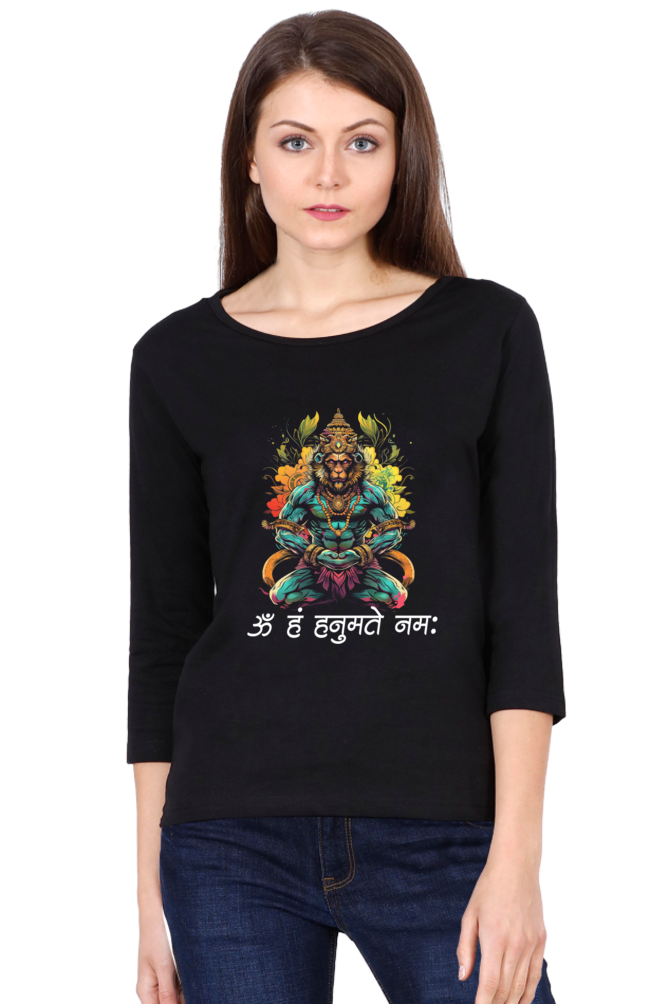 Hanuman StrongRound Neck Full Sleeve T-Shirts for Women Vastrdhamm