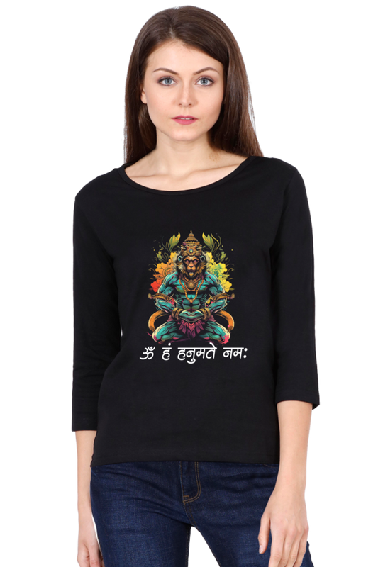 Hanuman StrongRound Neck Full Sleeve T-Shirts for Women Vastrdhamm