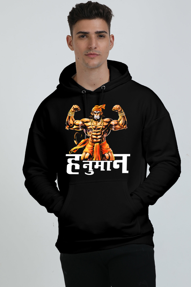 Hanuman Devotional Warrior Oversized Hooded Sweatshirt T-Shirts for Men Vastrdhamm