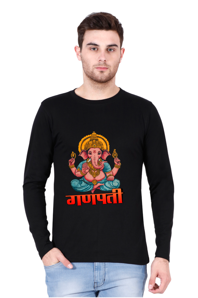 Jai Ganesha Victory Round Neck Full Sleeve T-Shirts for Men Vastrdhamm