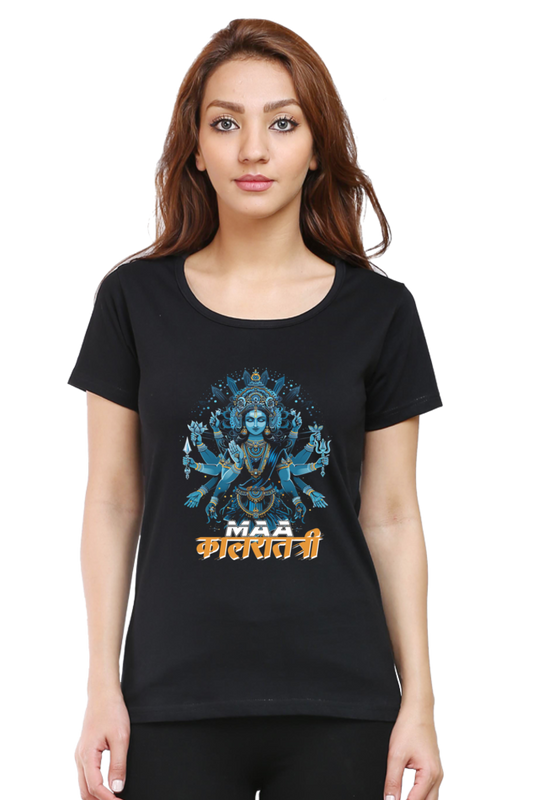 Durga Shakti Round Neck Half Sleeve Classic T-Shirts for Women Vastrdhamm