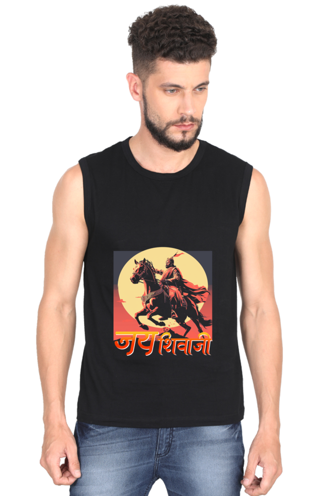 Shivaji Maharaj Valor Round Neck Sleeveless T-Shirts for Men Vastrdhamm