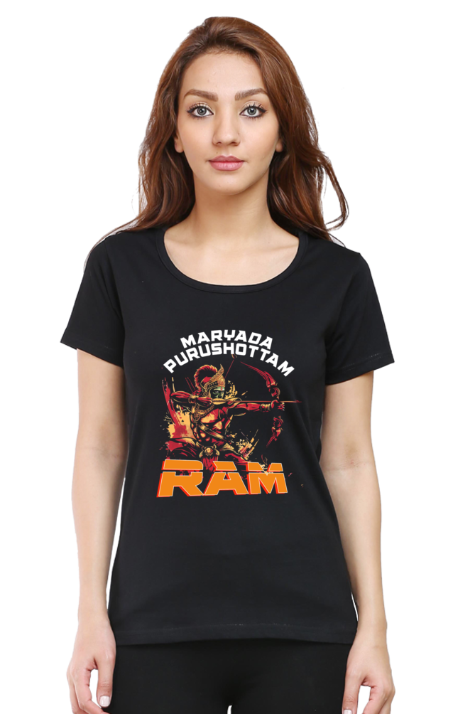 Ram Ji Divine Protector Round Neck Half Sleeve Classic T-Shirts for Women Vastrdhamm