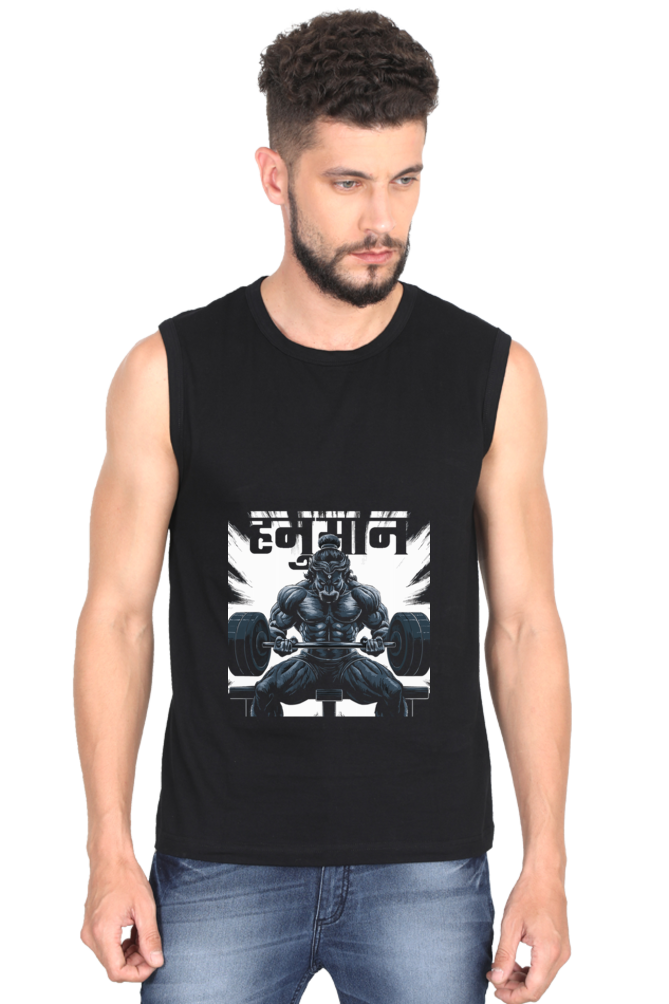 Hanuman Unbreakable Spirit Round Neck Sleeveless T-Shirts for Men Vastrdhamm