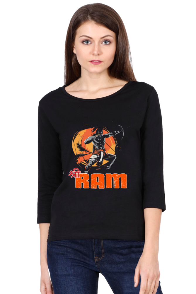 Ram Ji Ayodhya Pride Round Neck Full Sleeve T-Shirts for Women Vastrdhamm