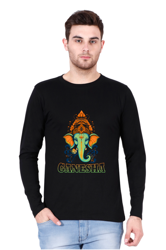 Jai Ganesha Glory Round Neck Full Sleeve T-Shirts for Men Vastrdhamm