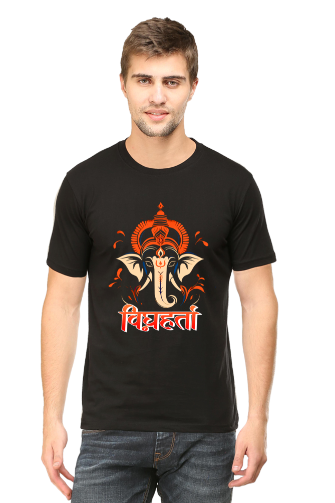 Jai Ganesha Spirit Round Neck Half Sleeve Classic T-Shirts for Men Vastrdhamm