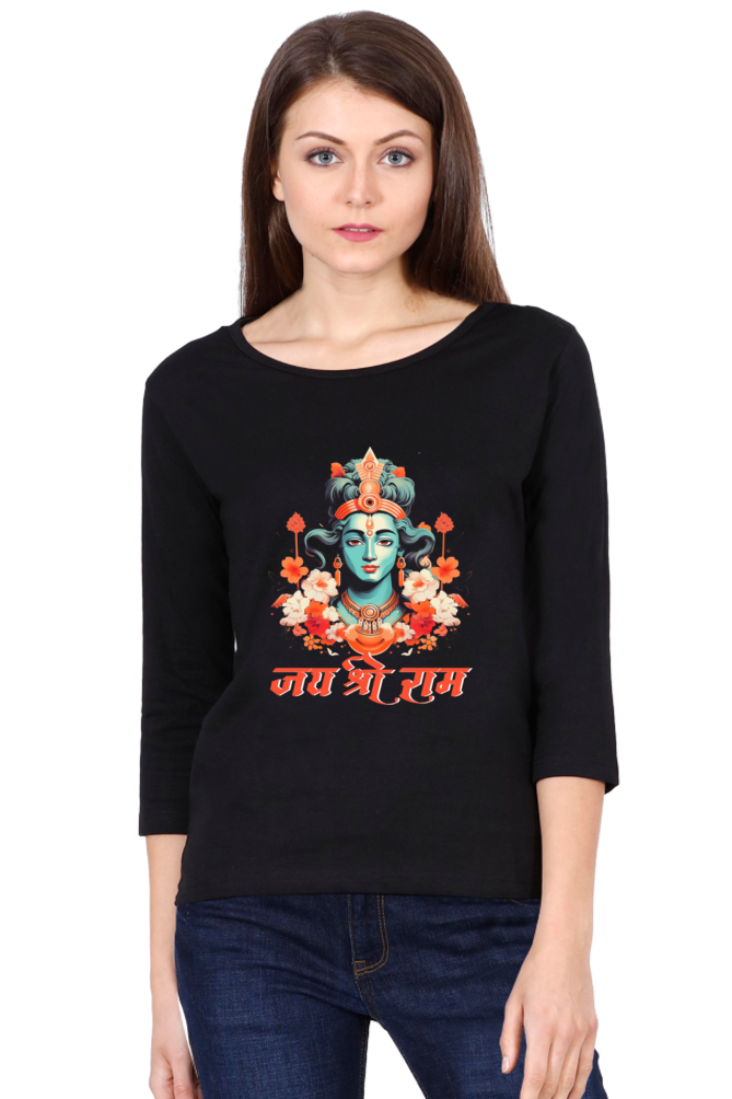 Ram Ji Vanvasi Round Neck Full Sleeve T-Shirts for Women Vastrdhamm