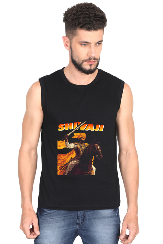 Shivaji Maharaj Legacy Round Neck Sleeveless T-Shirts for Men Vastrdhamm